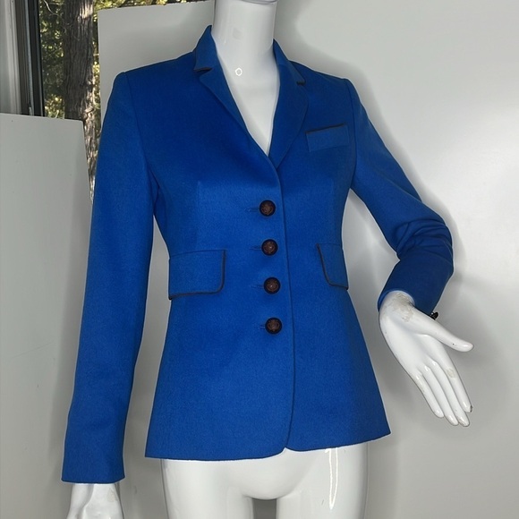 Algo of Switzerland Sz 32 / US 4 Electric Blue Cashmere Fitted Blazer - New - Picture 2 of 11